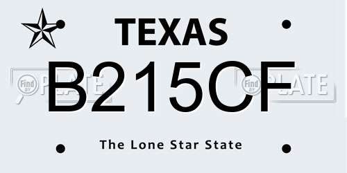 B215CF Texas License Plate