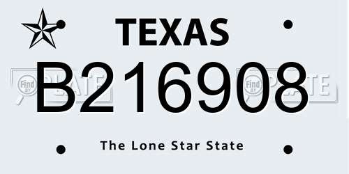 B216908 Texas License Plate