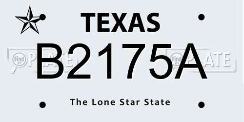 B2175A Texas License Plate