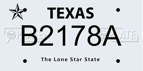 B2178A Texas License Plate