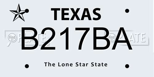 B217BA Texas License Plate