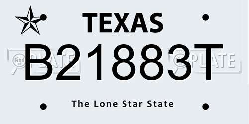 B21883T Texas License Plate