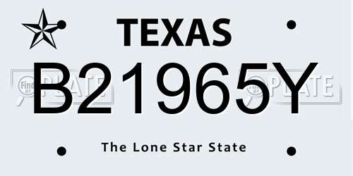 B21965Y Texas License Plate