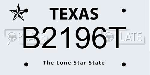 B2196T Texas License Plate
