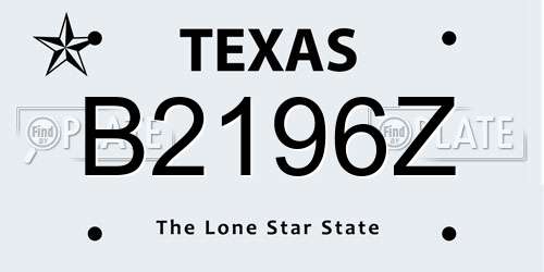 B2196Z Texas License Plate