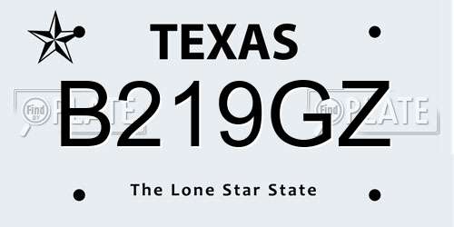 B219GZ Texas License Plate