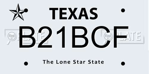 B21BCF Texas License Plate