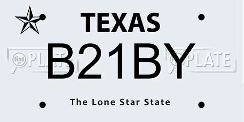 B21BY Texas License Plate