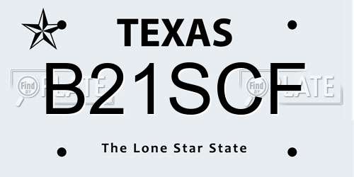 B21SCF Texas License Plate