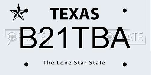 B21TBA Texas License Plate