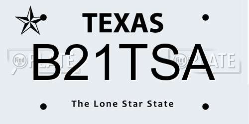 B21TSA Texas License Plate