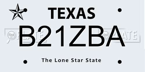 B21ZBA Texas License Plate