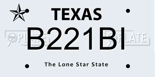 B221BI Texas License Plate
