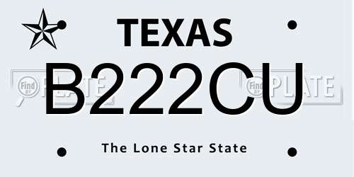 B222CU Texas License Plate