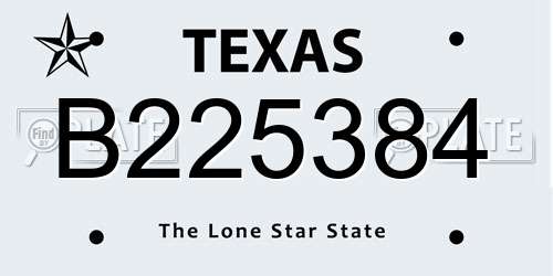 B225384 Texas License Plate