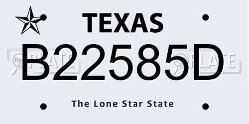 B22585D Texas License Plate