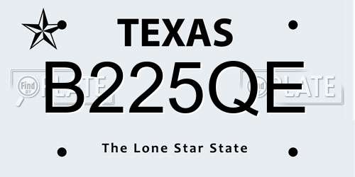 B225QE Texas License Plate