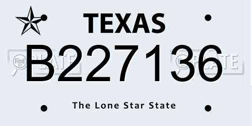 B227136 Texas License Plate