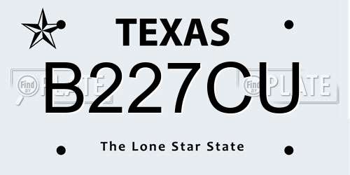 B227CU Texas License Plate