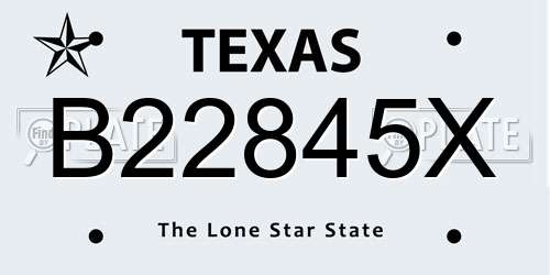 B22845X Texas License Plate