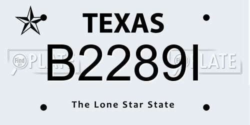 B2289I Texas License Plate