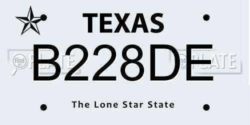 B228DE Texas License Plate