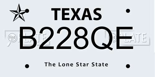 B228QE Texas License Plate