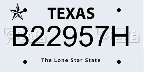 B22957H Texas License Plate