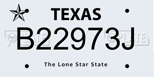 B22973J Texas License Plate
