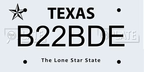 B22BDE Texas License Plate