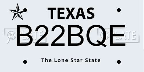 B22BQE Texas License Plate