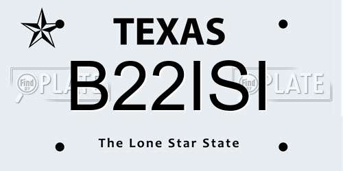 B22ISI Texas License Plate