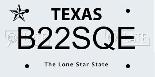 B22SQE Texas License Plate