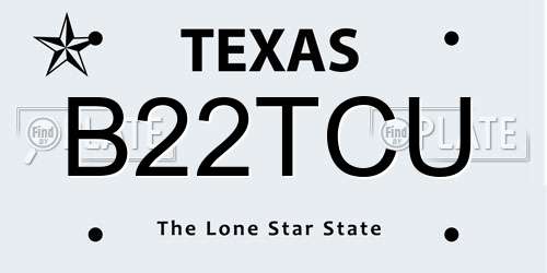 B22TCU Texas License Plate
