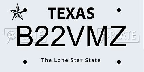 B22VMZ Texas License Plate