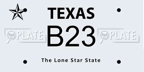 B23 Texas License Plate