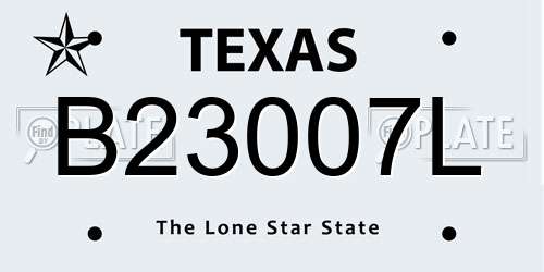 B23007L Texas License Plate