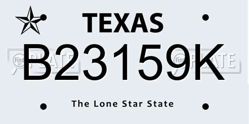 B23159K Texas License Plate