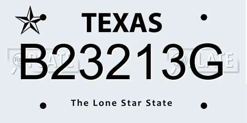 B23213G Texas License Plate
