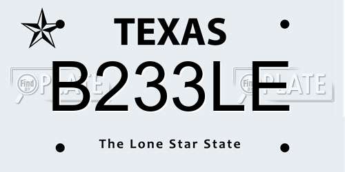B233LE Texas License Plate