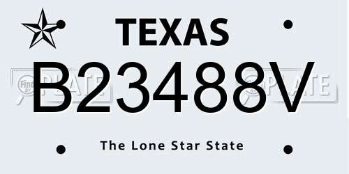 B23488V Texas License Plate