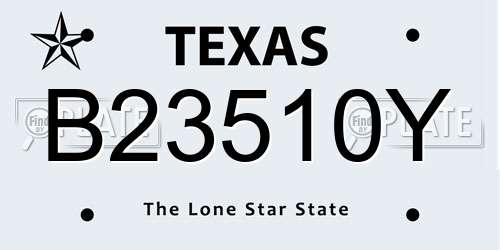 B23510Y Texas License Plate