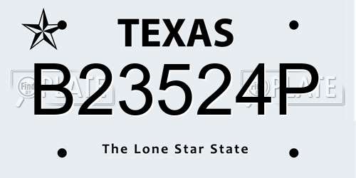 B23524P Texas License Plate