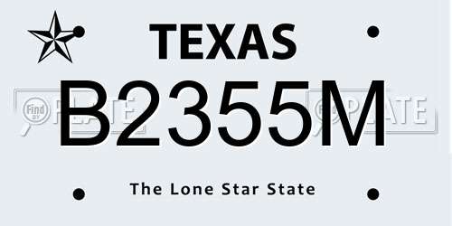 B2355M Texas License Plate