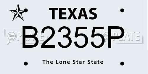 B2355P Texas License Plate