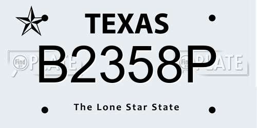 B2358P Texas License Plate