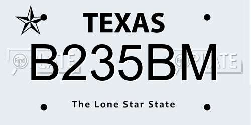 B235BM Texas License Plate
