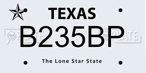 B235BP Texas License Plate