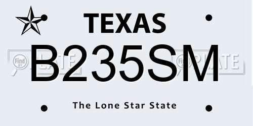 B235SM Texas License Plate