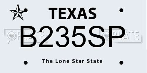 B235SP Texas License Plate